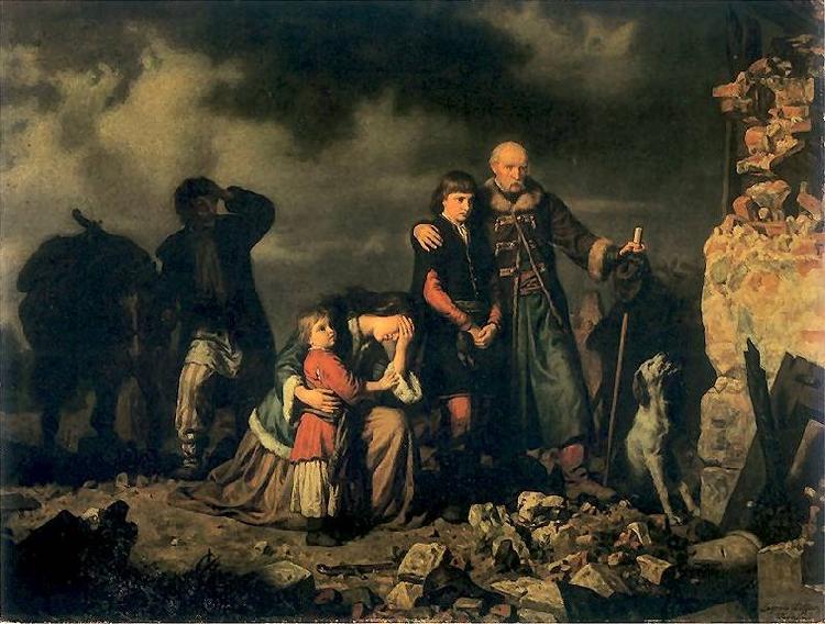 Louis Leopold  Boilly Placz na pogorzelisku po napadzie Tatarow oil painting image